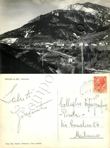 Cartolina di Panchià, panorama - Trento, 1955