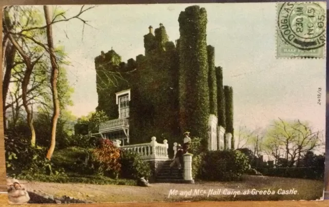 Vintage Postcard Hall Caine at GREEBA CASTLE Isle of Man IOM Manx Hartmann 1905