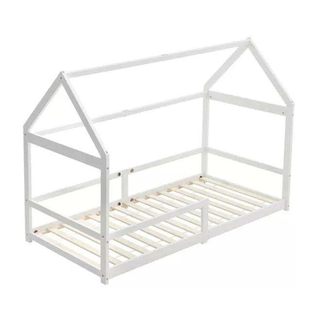 Kids Children Single Bed House Design Bed Frame Bedstead Solid Pine Wood Slat