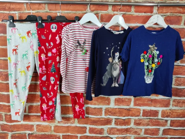Girls Bundle Age 5-6 Years Next H&M M&S Christmas Leggings Top T-Shirt Set 116Cm