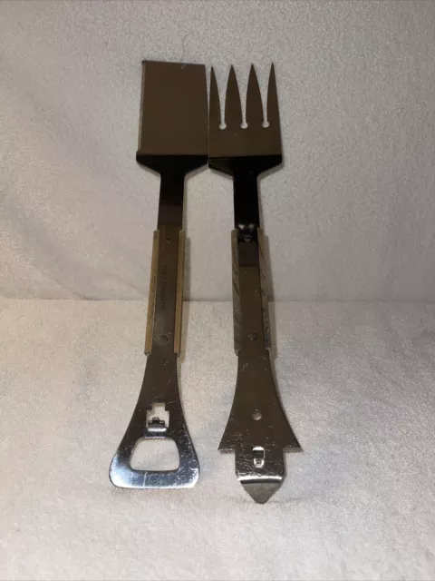 Vintage VERNON BBQ GRILL SET; Chef-Tong/Fork/Spatula/Can & Bottle Opener