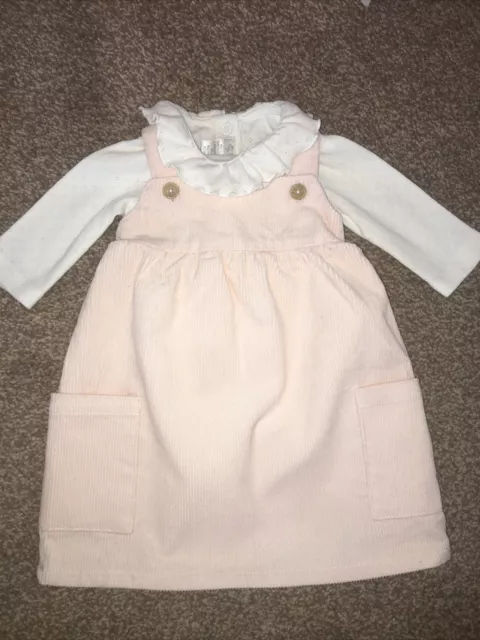 baby girl pink Mamas & Papas Newborn pinafore dress with vest