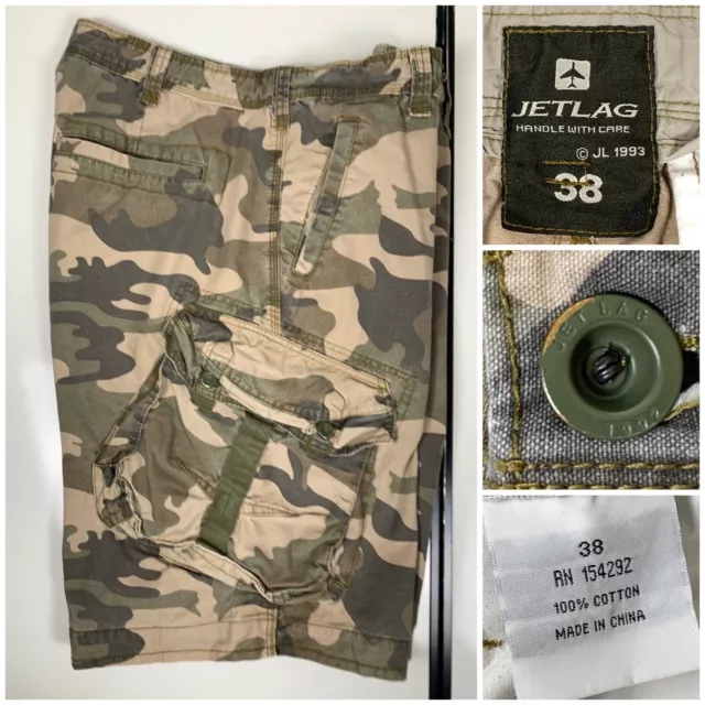Jet Lag Shorts Adult 38 Brown Cargo Camo Camouflage Pockets Casual Mens