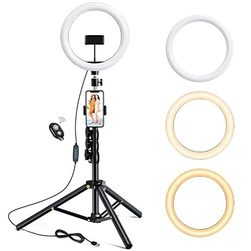 10.2 inch Selfie Ring Light with Tripod Stand 2 Phone Holders,Anbes Dimmable Led