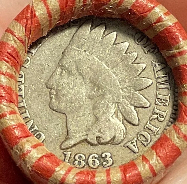 Wheat Penny Roll Older Cents Crimped Sealed with key 1863 Indian Head Cent #53