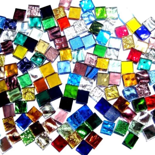 100Pieces Multi-Color Square Glass Mosaic Tiles For DIY Crafts Supplie 1*1*0.4cm