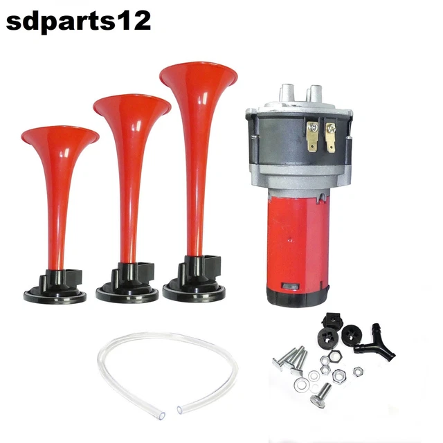 Kit Trombe 12v Corno 3 Toni Forte Con Compressore Per Auto Barca Furgone