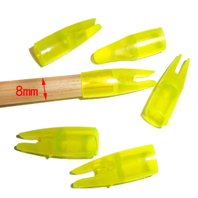 50pcs Archery Arrow Nocks Plastic For 8mm Wood Bamboo Shaft Hunting Yellow