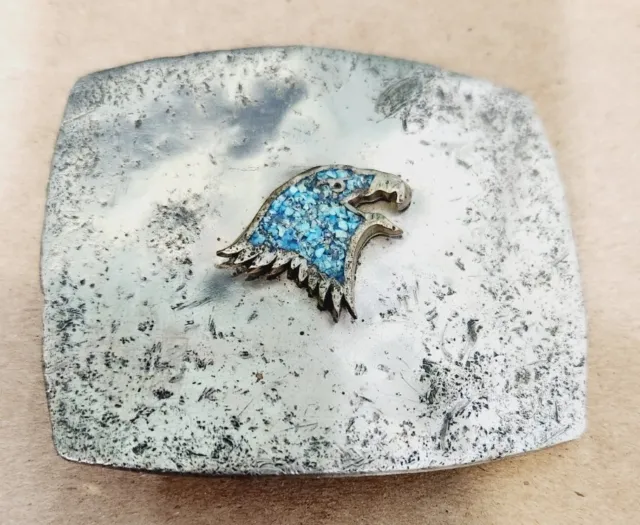 Native American/Southwestern Turquoise Inlay EAGLE  Sterling Silver belt Buckle