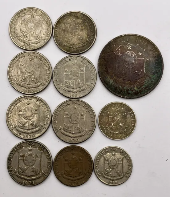 Philippines Republic 1967-1971 5/10/25/50 Centavos Lot of 11 Coins