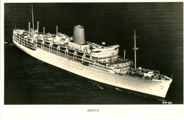 1950spostcard aerial view P & O ocean Liner SS IBERIA