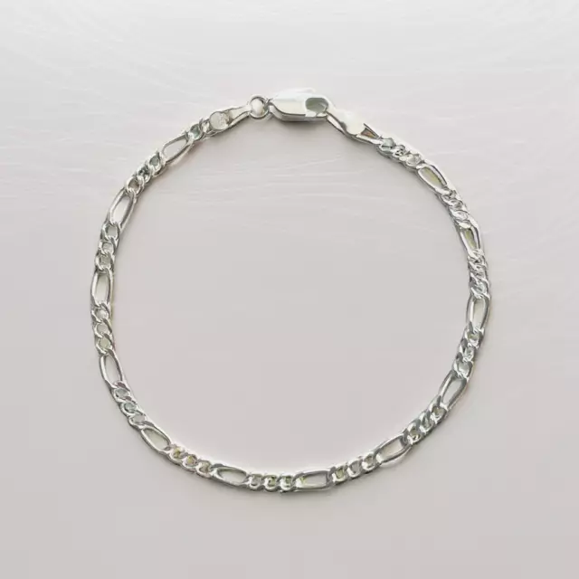 Genuine 925 Sterling Silver Bracelet 3MM Thick Curb Chain Stamped Extend Lobster