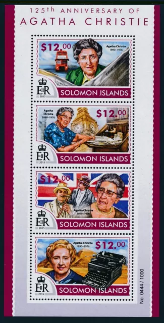 2015 Solomon Islands Agatha Christie Mini Sheet (4 Stamp) Fine Mint Mnh