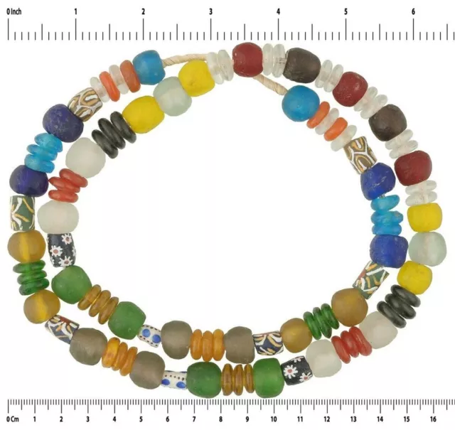 African trade powder glass beads recycled handmade Krobo jewelry necklace