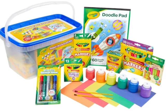 Crayola 115pc Kids' Super Art & Craft Kit Paint Glitter Glue Markers Crayons New