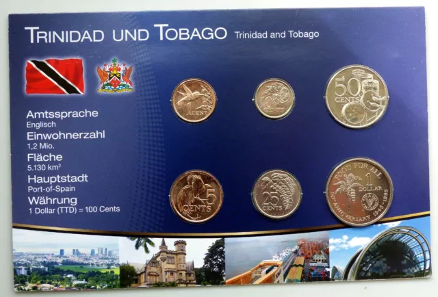 Set mit Kursmünzen aus Trinidad u Tobago - unzirkuliert