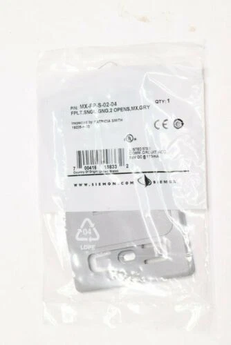 Siemon 1-Gang Single Port Faceplate Gray MXFPS0204