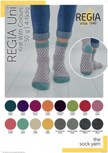 (59,-€/1kg) Regia Uni 50g Sockenwolle 4fach Socken stricken 4fädig 4ply SockYarn