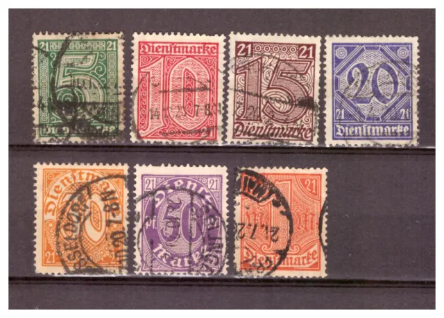 Deutsches Reich Sammlung Dienstmarken  für Preußen "21" Mi.16-22 gestempelt