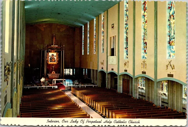 Interior, Our Lady of Perpetual Help Catholic Church Rapid City SD Postcard T51