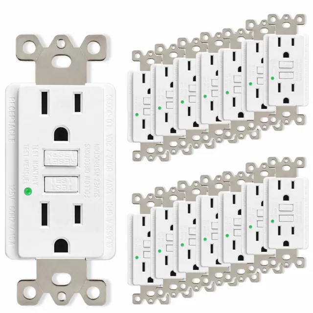 GFCI Outlet 15 Amp GFI Receptacles with LED Indicator Residential Commercial ×15