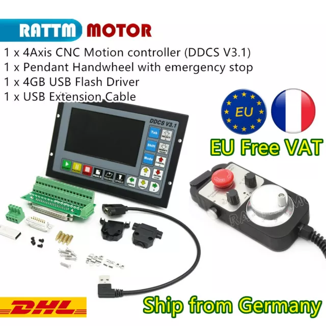 FR｜CNC 4Axis DDCS V3.1 500KHz Motor Controller Offline Stand Alone+MPG Handwheel