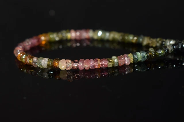3-4MM Natural Multi Tourmaline Rondelle Plain Gemstone Loose Beads 6" Strand