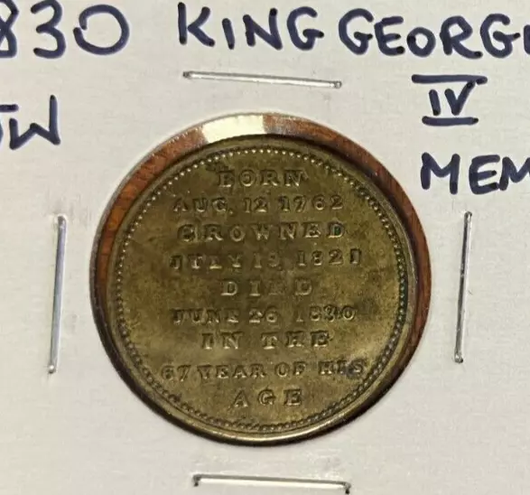 1830 JW King George IV Memorial/Death Medal