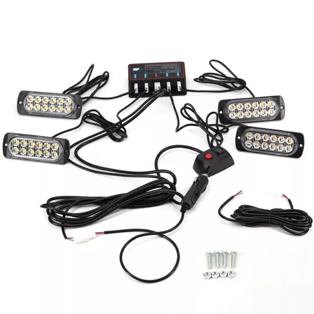 12led Amber Car Recovery Strobe Flashing Light Breakdown Grill Beacon 12/24V X4