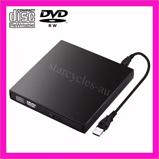 USB External CD RW DVD ROM Writer Burner Player Drive PC Laptop for Windows Mac