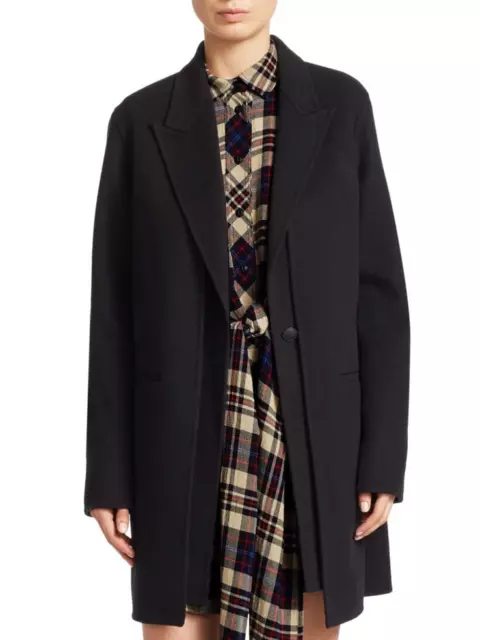 NEW Rag & Bone Kaye Long Wool Blend Coat in Black - Size 4 $850  #C573