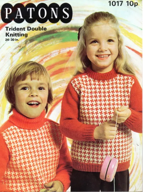 ~ Patrón de tejido Patons para suéteres encantadores dientes de perro para niños ~ 24"" ~ 30" ~