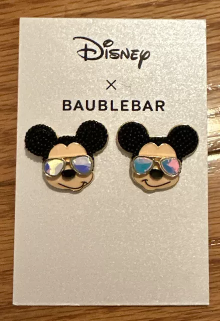 Disney x BAUBLEBAR Mickey Mouse Earrings Mirrored Sunglasses Studs NWT