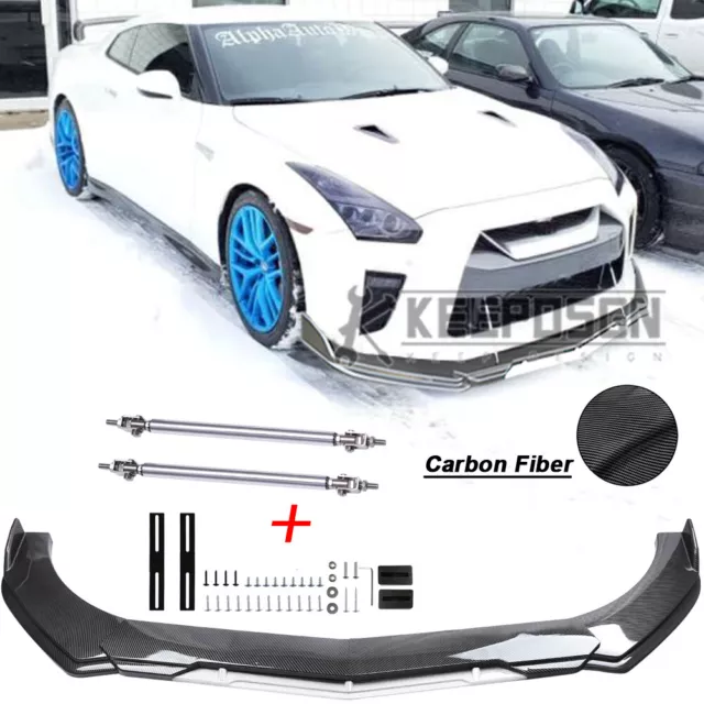 CARBON FIBER White Front Bumper Lip Splitter for Nissan Skyline GT-R r35 r34 r33
