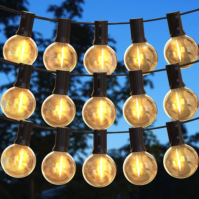 50FT FESTOON STRING Lights Outdoor Garden Globe 46+4 LED G40 Bulbs