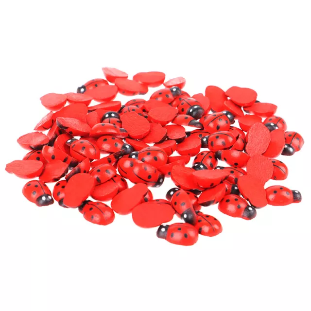 100pc/Bag Wooden Ladybird Sticker Children Kids Painted DIY Craft Ladybug~UK`s s