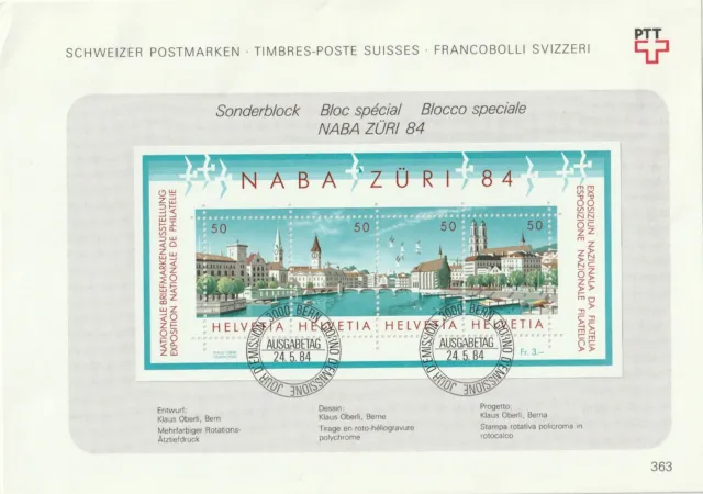 1984 Switzerland/Helvetia FDC card NABA ZURI'84