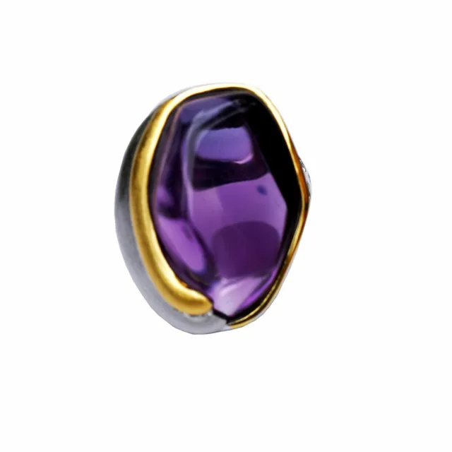 Luxury Retro Style Natural Amethyst S925 sterling silver ring open size 73ct #22