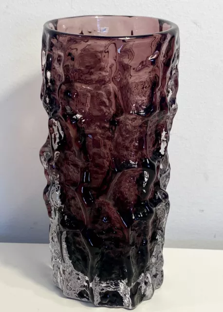 Whitefriars Vase Geoffrey Baxter Bark Glass Aubergine  6" 15cm AS NEW RARE 1960s