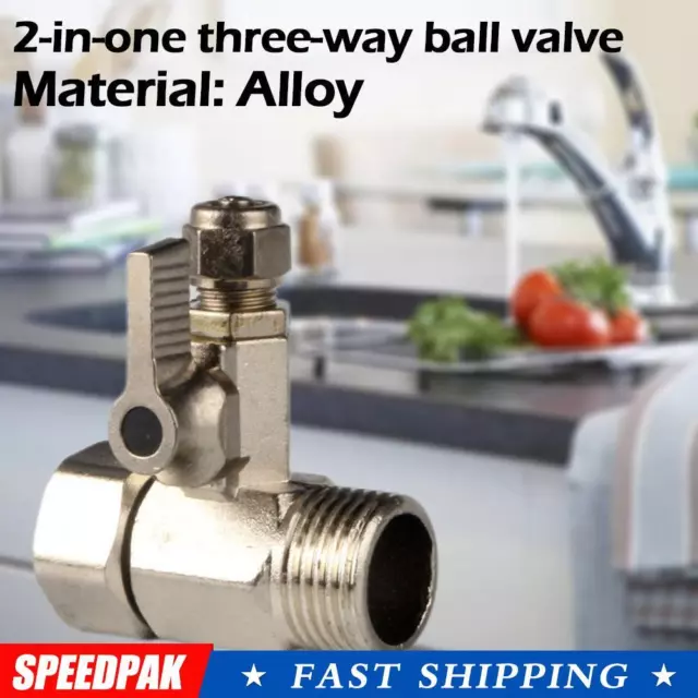 Feed Water Adapter 1/2'' to1/4'' with Shut-off Ball Valve Tap Tee Connector E9N3