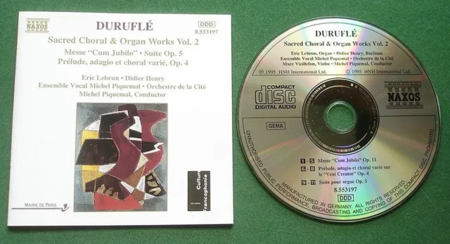 Durufle Sacred Choral & Organ Works Vol 2 Eric Lebrun Michel Piquemal CD