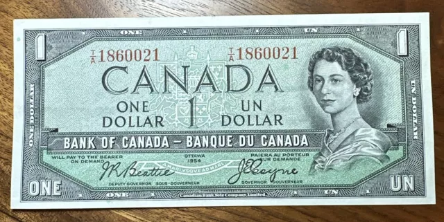 1954 Canada $1 Banknote Devil's Face QEII Beattie/Coyne T/A #0003