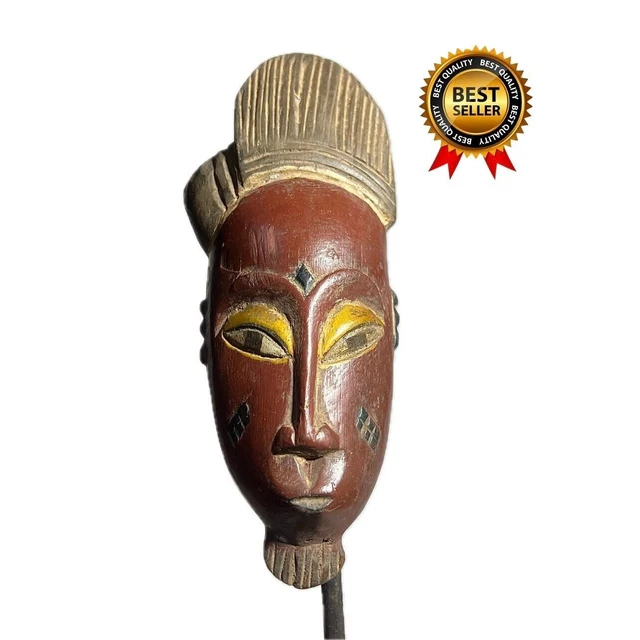 ancien masque africain mukuyi okuyli - punu/pounou Blanc/Noir Bois