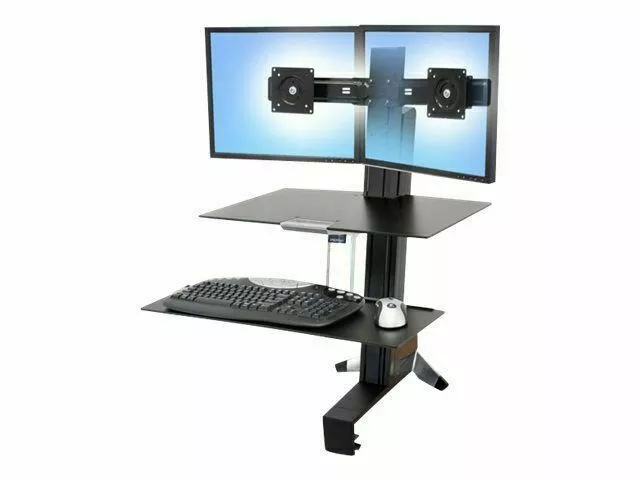Ergotron WorkFit-S Dual Monitor with Worksurface+ (Black)