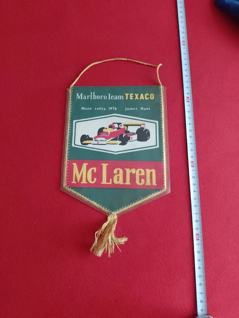 Alter Automobil-Wimpel: Formel 1 – McLAREN – JAMES HUNT – WELTMEISTER 1976