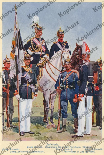 Carl Becker Kaiserliche Armee Baden 6. IR Preußen 1. Garde-Rgt. Uniformen 1902