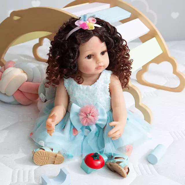 55cm Girl Doll Full Body Silicone Vinyl 22" Reborn Toddler Doll Newborn Babe Toy