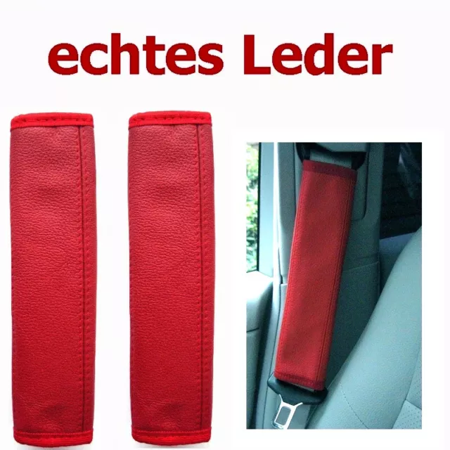 2 x Gurtpolster 100% echtes Leder rot Polster Gurtschoner Schulterpolster