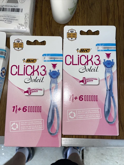 Lote de 2 afeitadoras desechables BIC Soleil Click 3 para mujer con 1 mango y 6 recargas