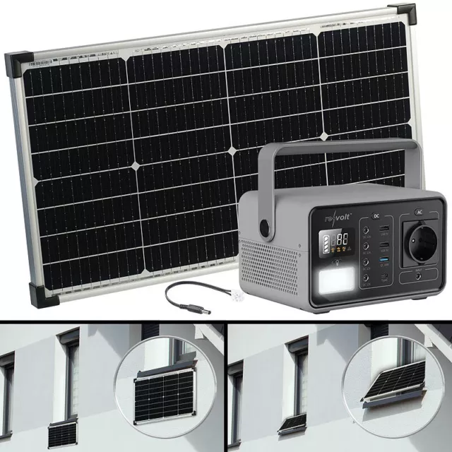 revolt Fensterbank-Solarkraftwerk: Powerstation mit 60-W-Modul, 222 Wh